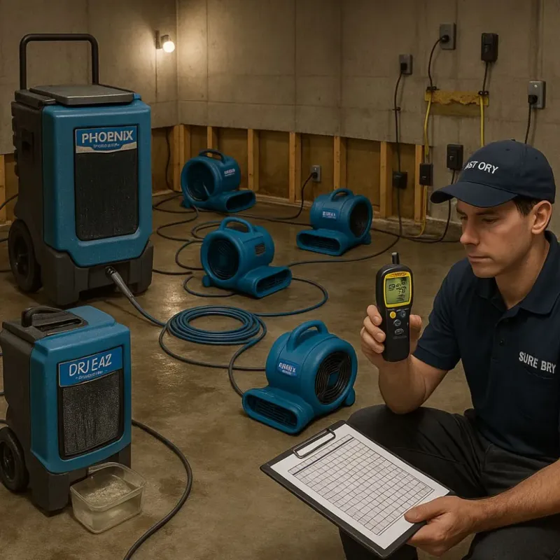 Structural Drying and Dehumidification process in Templeton, CA